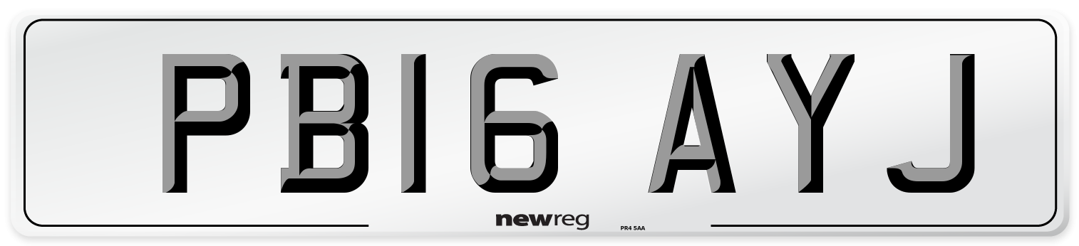 PB16 AYJ Number Plate from New Reg